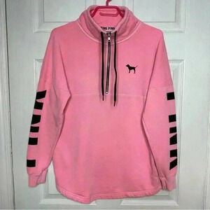 Victoria’s Secret PINK Sweatshirt Half Zip Pink & Black Size Extra Small